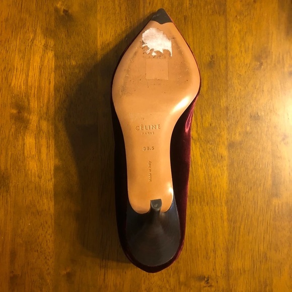 Celine Phoebe Philo V Neck Velvet Pumps | Oxblood | Size 38.5/8.5 - Picture 6 of 7